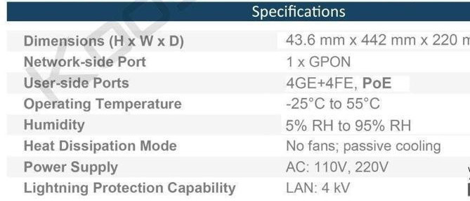 Huawei SmartAX MA5626 POE مشخصات فنی